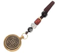 SHINEOFI Chinese Zodiac Rabbit Charm Pendant Luck Coin Pendant Decorative Brass Keychain with Vintage Retro Chic Style 3.93x1.06x0.31in for Home Car Decoration