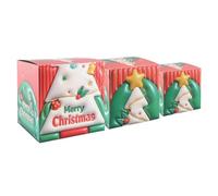 SHINEOFI Christmas Gift Boxes for Cookies Small Paper Xmas Present Box with Cartoon Christmas Tree Graphic, Portable and Strong Support, Easy Openflap Structure for Gift Exchanges