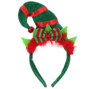 SHINEOFI Christmas Hat Headband Brightly Colored Fabric Headband with Jingle Bell for Fairy Accessories for Women Christmas Hair Accessories Scenario
