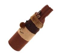 SHINEOFI Christmas Wine Bottle Cover Knitted Deer Sleeve in Brown Polyester with Protective and Effortless Use Features, Charming Handcrafted Look for Holiday Table Decoration and New Year