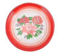 SHINEOFI Classic Double Happiness Enamel Plate 30cm Round Chinese Style Food Dish Retro Vintage Serving Tray for Home and Wedding, Multi-Function Decorative Snack and Dessert Plate