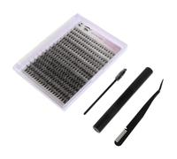 SHINEOFI Cluster Lash Extensions DIY Kit with Eyelash Remover and Lash Bond Seal, 1 Set Black Paste and Plastic Tools for Self Application at Home