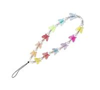 SHINEOFI Colorful Butterfly Beaded Phone Chain Strap Durable Plastic Cellphone Hanging Lanyard Wristband for Mobile Phone Bag Decoration and Lost Use