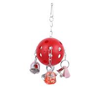 SHINEOFI Colorful Hanging Bell Ball Parrot Toy for Bird Cages Interactive Bite-resistant Bird Toy with Red Bell Suitable for Parrots in Pet Supplies