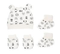 SHINEOFI Cotton Hat and Foot Covers for Newborn Babies, Anti-Scratch Gloves Included, Soft Cotton Material Keeps Warm, for Cold Winter Newborn Supplies