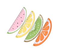 SHINEOFI Creative 4pcs 15cm Wooden Rulers Set with Fruit Designs, Office Measuring Rulers for School Students, Colorful Lemon, Orange, Kiwi, and Watermelon Patterns for Study and Drafting