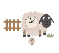 SHINEOFI Creative Cartoon Swinging Sheep Wall Clock Adorable Nordic Hanging Decorative Clock for Living Room and Bedroom Cute Animal Design Silent Non-ticking Wall