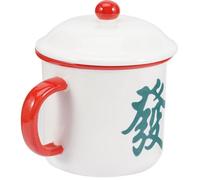 SHINEOFI Creative Chinese Mahjong Ceramic Mug, Vintage Style Coffee Drinking Cup, 350ml Porcelain Water Mug for Office and Home Use
