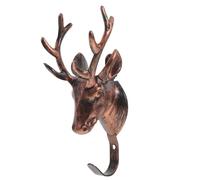 SHINEOFI Creative Deer Head Wall Hook Brass Tone Curved Coat Hanger Key Rack Bedroom Kitchen Mount Hook Vintage Style Home Storage Organizer