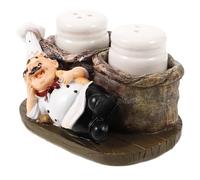 SHINEOFI Creative Resin Chef Statue with Small Spice Jars and Toothpick Holder, Kitchen Salt and Pepper Shakers Set, Decorative Condiment Container for Restaurant and Home Dining Table