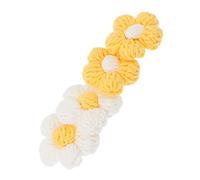 SHINEOFI Crochet Flowers Handmade Flower Patch 4pcs for Diy Crafts Making White Yellow Floral Applique Embellishments Suitable for Clothing and Hair Decoration