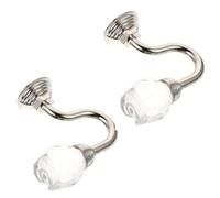 SHINEOFI Crystal Alloy U-Shaped Curtain Hooks 2Pcs Silver Home Curtain Tiebacks Pothooks Window Treatment Hardware for Living Room Drapery Accessories