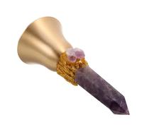 SHINEOFI Crystal Amethyst Dinner Bell with Handle, Loud Metal Call Bell Ornament for Home Décor, Meditation, Prayer, and Holiday Table Decoration
