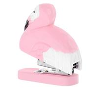 SHINEOFI Cute Mini Flamingo Stapler Wooden Handheld Desk Accessory for Office Home Adults Whimsical Portable Design Practical and Decorative Stationery Tool