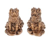SHINEOFI Delicate Resin Kylin Figurines Vintage Feng Shui Statues for Household Desktop Decoration Bronze Color Sturdy Material for Wealth and Prosperity Living Ornaments
