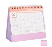 SHINEOFI Desk Calendar 2025-2026 Small Desktop Standing Flip Calendar for Home School Office Academic Monthly Planner Pink 19x16.5cm