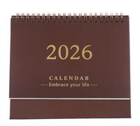 SHINEOFI Desk Calendar 2025-2026 Small Desktop Standing Flip Calendar for Home School Office Monthly Planner Coffee 19x16.5cm