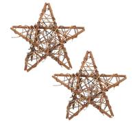 SHINEOFI DIY Rattan Ring 2pcs 15cm Star Shaped Decorative Wreath Circles Brown Rattan Frame Sturdy Structure for Outdoor Terraces Home Wall Wedding Party