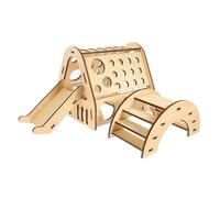 SHINEOFI DIY Wooden Hamster Hideout Slide and Bridge for Small Pets Natural Wood Cage Accessories for Climbing Resting and Playing in Hamster Rabbit and Chinchilla Habitats