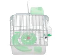 SHINEOFI Double Layer Hamster Cage Pet Villa with Green Crystal Castle, Large Space Small Animal Habitat for Dwarf Hamsters and Guinea Pigs, Multi-level Hideout Cage with Accessories,
