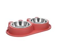 SHINEOFI Double Non-slip Cat Feeding Bowl with Moat Design and Red Pp Material, Versatile for Indoor and Outdoor Use, Suitable for Kittens and Puppies