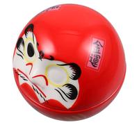 SHINEOFI Egg-shaped Ceramic Figurine Red Lucky Cat Tumbler Decorative Ornament Japanese Style Home Décor Accent for Desktop and Party Decoration