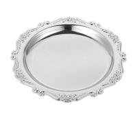 SHINEOFI Elegant Iron Serving Tray, 8' Decorative Dessert Fruit Platter Tray for Home Parties Entertaining Jewelry Dish And Snack Food Display Platter, Silver