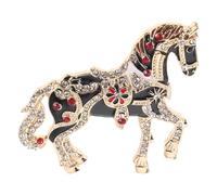 SHINEOFI Elegant Rhinestone Horse Brooch with Enamel in Black, Featuring Vibrant Colors and Classic Retro Charm, for Spring Festival Party and Event Accessories