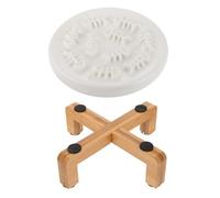 SHINEOFI Elevated Ceramic Slow Feeding Dog Bowl with Raised Wood Stand Anti-choke Puppy Feeder for Small Dogs and Cats Promotes Healthy Digestion Convenient Food Addition