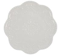 SHINEOFI Embossed Floral Edge Ceramic Dessert Plate Large Multi-Function Serving Dish for Breakfast and Afternoon Tea, Porcelain Dinnerware Plate for Western Food and Steak