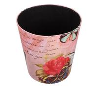 SHINEOFI European Style PU Leather Waste Container Large Capacity Storage Bucket with Floral Design No Lid Vintage Trash Bin for Bedroom Bathroom Living Decorative Rubbish Bin for Home