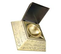 SHINEOFI European Style Pyramid Retro Metal Ashtray with Lid, Windproof Desktop Ash Tray for Household and Office, Portable Vintage Covered Smoking Accessory