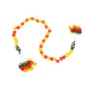 SHINEOFI Faderesistant Plastic Marigold Garland with Bells and Leaves Handmade and Artificial Flowers for Diwali Decorations Day Dead Weddings Festive Home and Party