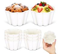 SHINEOFI Flower Shape Jelly Molds 8 pcs Plastic Pudding Moulds for Cake Egg Custard and Dessert Making Easy Fill Baking Moulds for Parties Home Kitchens and Freezing