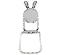 SHINEOFI Foldable Phone Back Clip Holder with Metal Ring Buckle, Cell Phone Stand Buckle for Smartphones and Tablets, Silver Diamond Rabbit Ears Design, Portable Hands-free Support for Desk