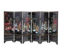 SHINEOFI Folding Resin 4-panel Chinese Screen Desktop Ornament Traditional Ancient Style Decorative Room Divider with Confucius Illustration for Home Feng Shui Decor