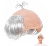 SHINEOFI Funny Bald Samurai Wig for Cosplay Realistic Bald Cap Men's Costume Wig for Halloween Parties and Role-playing