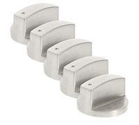 SHINEOFI Gas Stove Control Knobs with Tear Resistance Stainless Steel 5pcs Sturdy Silver Cooktop Knobs Replacement Set for Gas Range Burner for Kitchen Appliance Repair