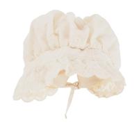 SHINEOFI Girl Bonnet with Embroidery, Cotton, Beige, 0-2 Years | Elegant Court Inspired Style, Flexible Circumference, Gentle Daily Use, Parties, Easy Cleaning