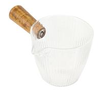 SHINEOFI Glass Creamer Container with Wooden Handle 110ml Small Milk Pitcher for Storing Liquid and Solid Ingredients for Afternoon Tea and Coffee Shops