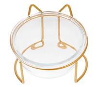 SHINEOFI Glass Elevated Cat Water Bowl with Slant Design High Base Pet Feeder Neck Protection Raised Cat Food Dish and Small Pets