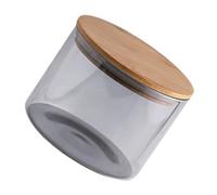 SHINEOFI Glass Sealed Canister with Wood Lid for Snacks Nuts Tea Storage Airtight Dry Food Container for Kitchen Organization Smoke Grey Small Jar for Freshness Preservation