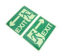 SHINEOFI Glow in the Dark Emergency Exit Stickers 2pcs, Self-Adhesive Reflective Safety Signs for Fire Evacuation and Directional Floor Guide, Luminous Door Decals for Workplace Safety