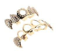 SHINEOFI Gold Hollow out Copper Rhinestone Tooth Grill Caps for Men, Comfortable Vampire Fang Style Teeth Grill with Easy Installation, for Cosplay and Themed Events