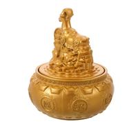 SHINEOFI Golden Alloy Zodiac Sheep Figurine with Rotating Treasure Basin