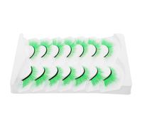 SHINEOFI Green False Eyelashes Jumbo Curl Fiber Lashes 7 Pairs Easy to Use and Reusable with Dramatic Green Style for St Patrick's Day Party for Cosplay and Stage Makeup