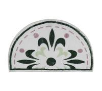 SHINEOFI Green Flower Half round Bathroom Rug Quick Drying Non-slip Polyester Floor Mat for Toilet Entrances and Restroom Minimalist Style Absorbent Bath Mat