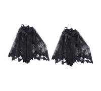SHINEOFI Halloween Bat Lace Lampshade Cover 2Pcs Black Lightweight Durable Table Lamp Protector for Scary Party