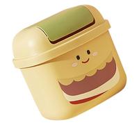 SHINEOFI Hamburger Shaped Desktop Garbage Bin with Lid, Small Cartoon Waste Bin for Tabletop, Mini Trash Can Storage Bucket for Bedroom and Living Room Use, Cute Yellow Desktop Rubbish