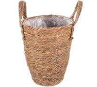 SHINEOFI Hand Woven Straw Plant Basket Planter Rustic Woven Flower Basket Pastoral Style with Wear Resistant Storage Feature for Indoor Plant Decoration and Flower Shop Use